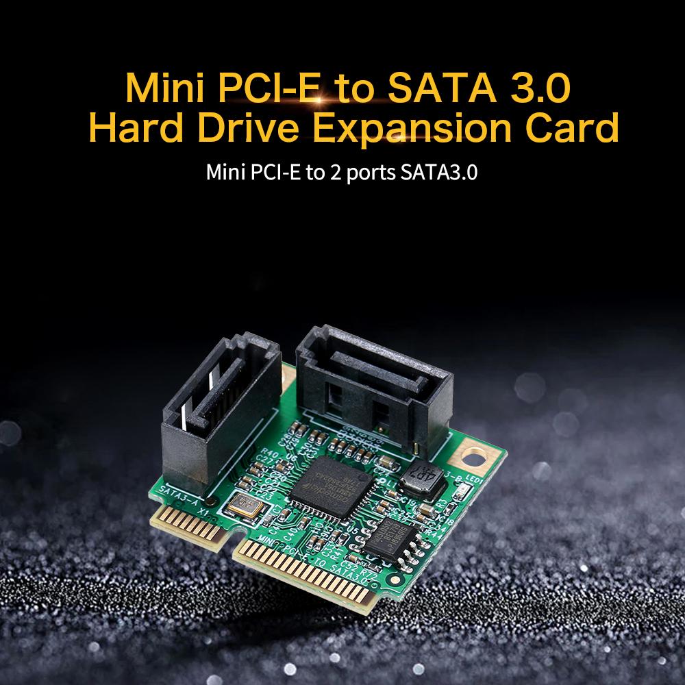 Мини-PCI-E на 2 порта SATA3 Карта адаптера SATA3.0 Плата расширения Мини-размер Высокоскоростная передача
