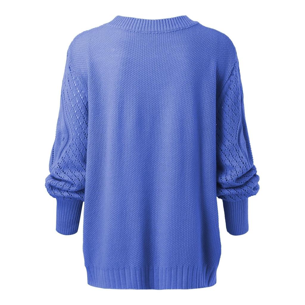 Women's Pullover Long Sleeve Round Neck Cable Knit Sweater Ladies Tops