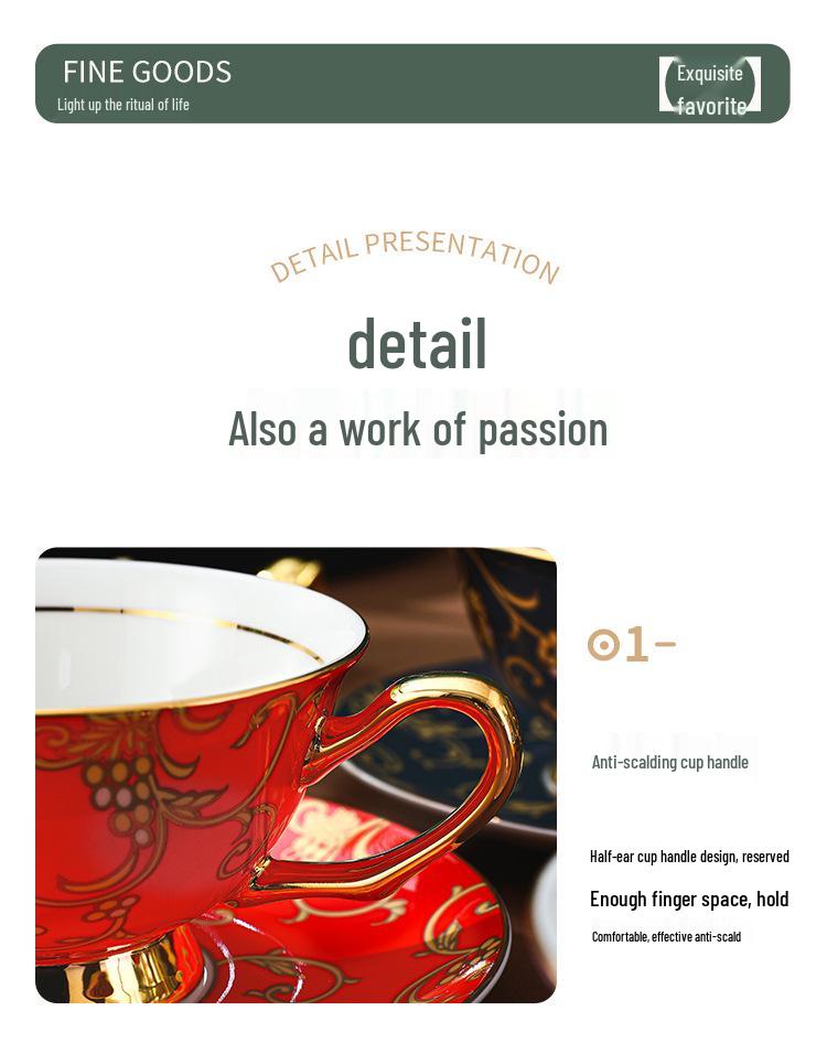 Элегантный кофейный набор из европейского костяного фарфора - Изысканный ретро подарок для послеобеденного чая