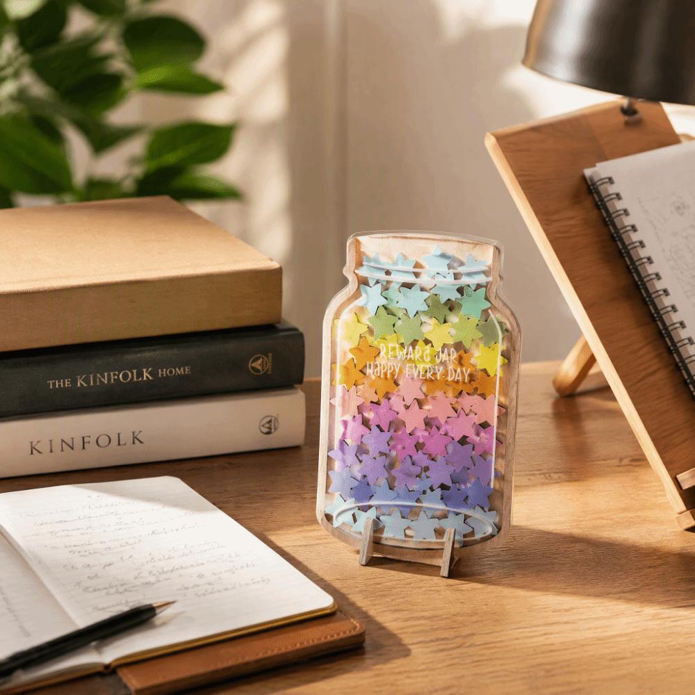 Wooden Desktop Ornament Multicolor Kids Reward Savings Bottle  Study Motivation