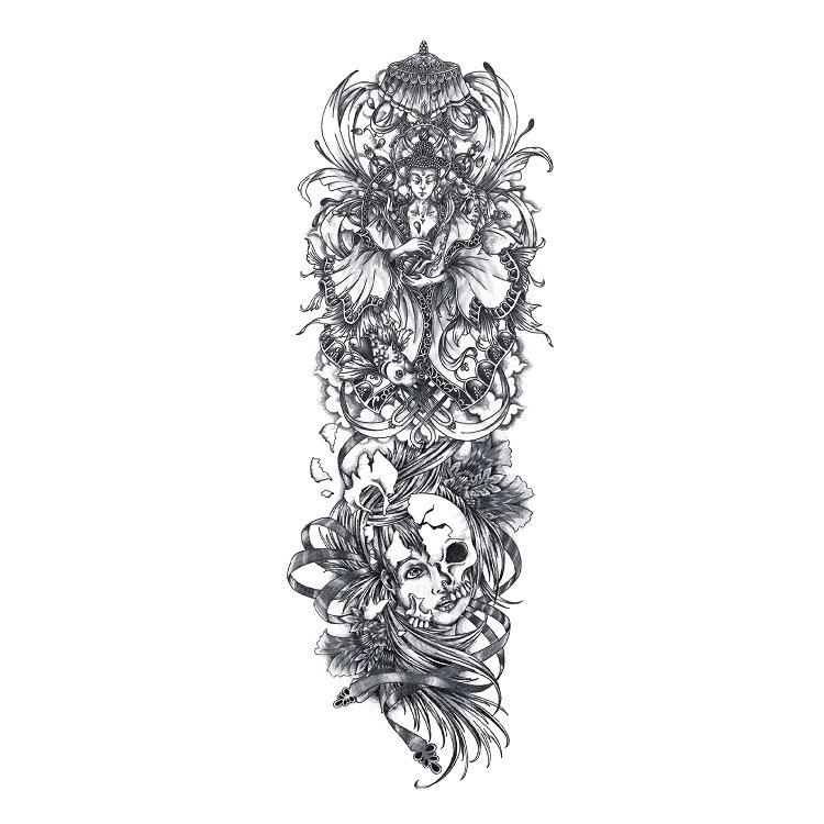 Наклейка на всю руку с татуировкой, большая цветочная наклейка на руку, водонепроницаемая наклейка на всю руку, имитация татуировки, набор Amazon, отдельная татуировка