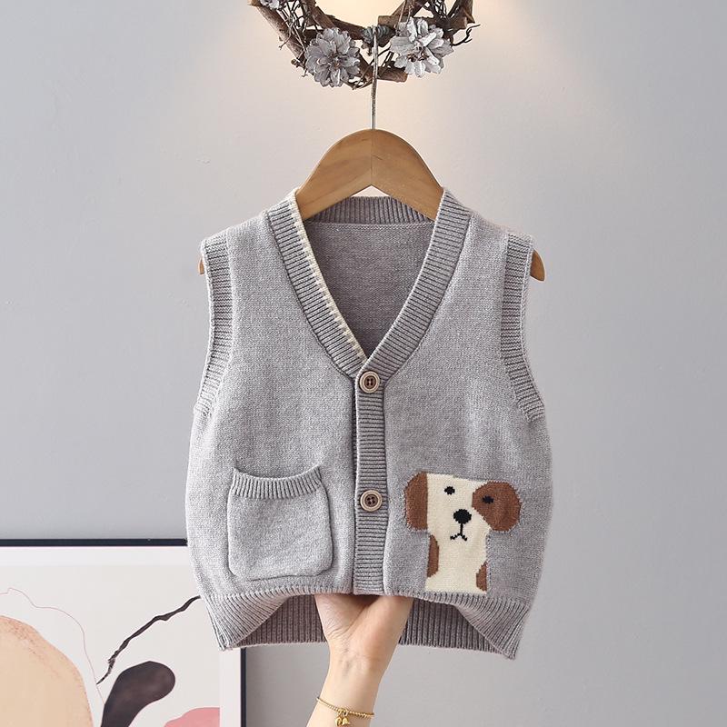 2026 Spring/Autumn Boy's Sleeveless Knit Cardigan Vest