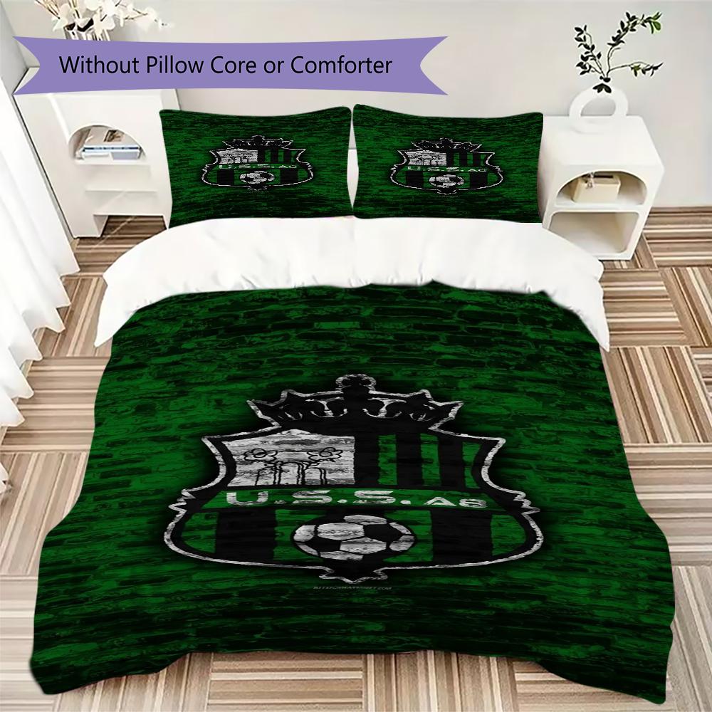 U.S. Sassuolo Calcio Pattern Bedding uilt Set uilt Cover Pillowcase Home Decoration Birthday Gift (1 * duvet cover + 2 * pillowcase without core)