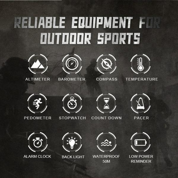 NORTH EDGE Мужские цифровые часы в стиле милитари, армейские спортивные часы, водонепроницаемые, 50 м, альтиметр, барометр, компас, мировое время, наручные часы, мужские