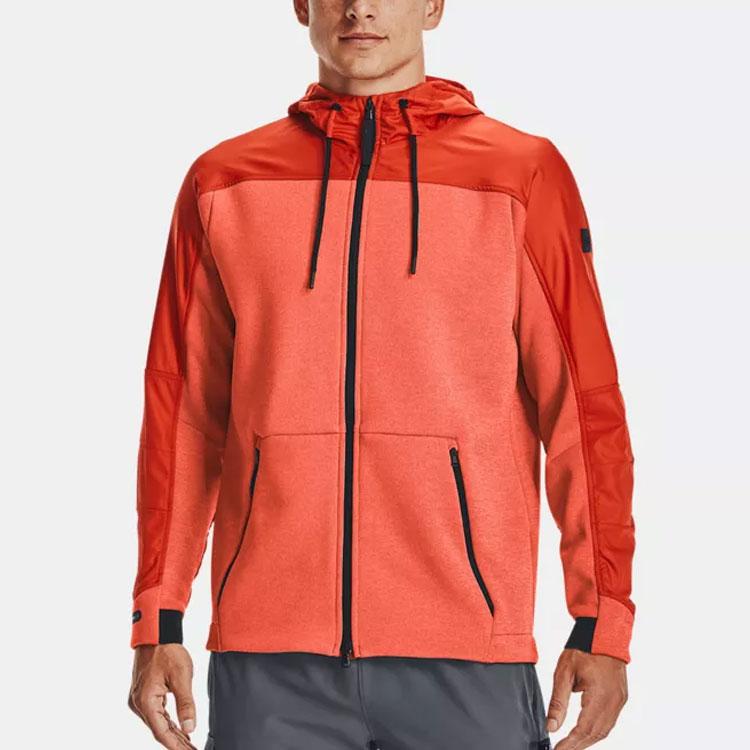 Under Armour ColdGear Colorblock Дышащая тренировочная куртка с капюшоном Мужская верхняя одежда Оранжевый 1320710-830