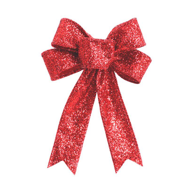 23CM Large Red Sparkling Glitter Christmas Ribbon Bow Christmas Tree Decoration