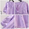 Фиолетовая полая хлопковая рубашка с вышивкой, женская летняя дизайнерская свободная рубашка с круглым вырезом, топ