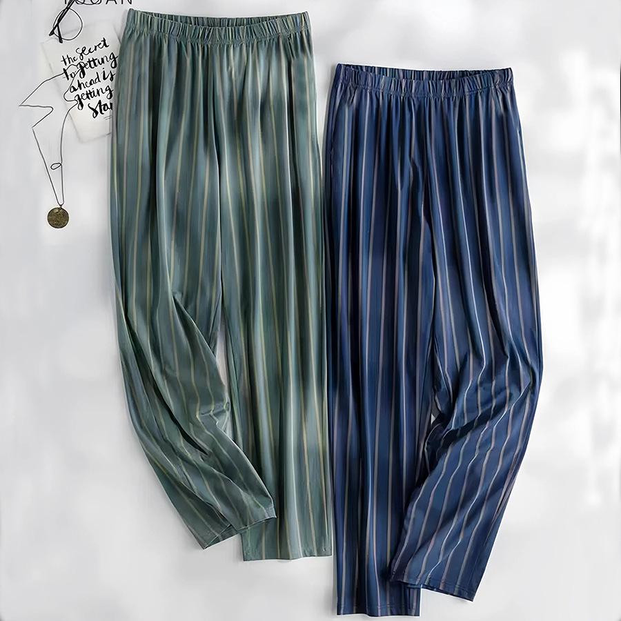 Мужские хлопковые пижамные штаны с двойными карманами 2024 года — легкие, повседневные, весна/осень