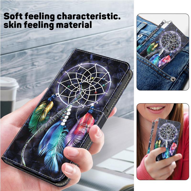 Для Redmi 14C 14R 13C 12C 11 10C 10A A4 A3 A2 A1 Plus Note 14 13 Pro Plus 4G/5G 3D Чехол-книжка из кожи с магнитом, рисунок 'Кот и Собака Цветок'