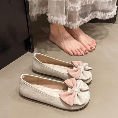 Размер 35-43, женская обувь большого размера на широкую полную стопу, туфли-лодочки с бантом и неглубоким вырезом, женские летние новинки 2025 года, туфли Doudou для ношения с юбкой