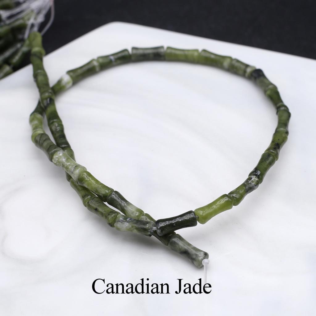1 нить, Натуральный камень Канадский жадеит Обсидиан Кристальные бусины из прозрачного кварца, Ручная работа, Бусины в форме бамбукового сустава, 1,2×5 см, для изготовления украшений своими руками
