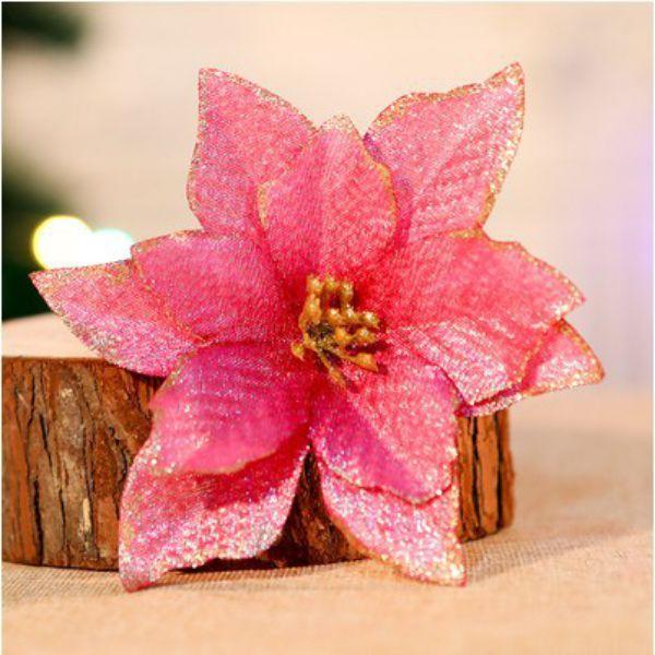 1 шт., блестящие искусственные рождественские цветы, украшения для рождественской елки, искусственные цветы, рождественские украшения, новогодний декор, новогодние подарки