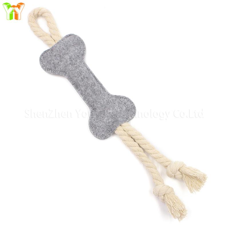 Pet Dog Toy Creative Dog Felt Bone Toy Grinding Teeth Training Bone Stick Dog Chew Toy with Rope