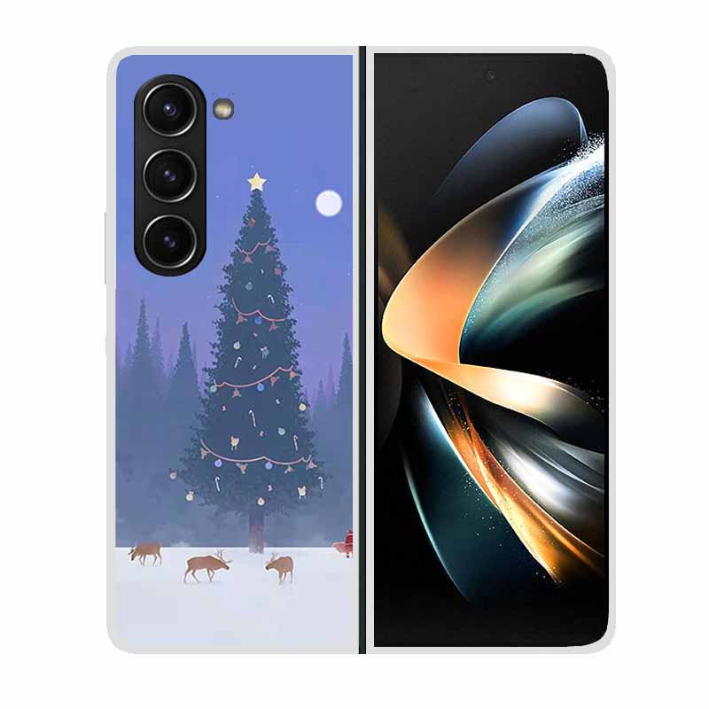 Christmas Cover For Samsung Galaxy Z Fold 5 5G Cases ZFold3 4 2 Clear Plastic Hard Back Cases For Samsung Z Fold 3 Phone Covers