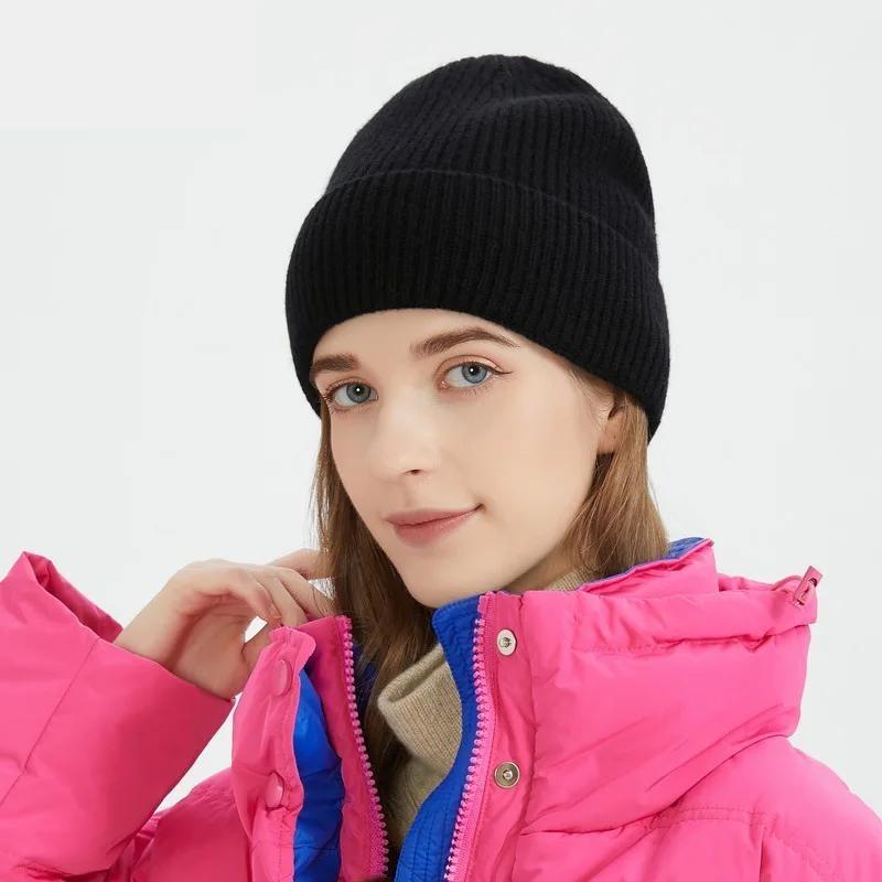 Женская вязаная шапка из 100% шерсти, теплая осенне-зимняя шапка Gorra Invierno Mujer для женщин, уличная повседневная сомбреро De Mujer
