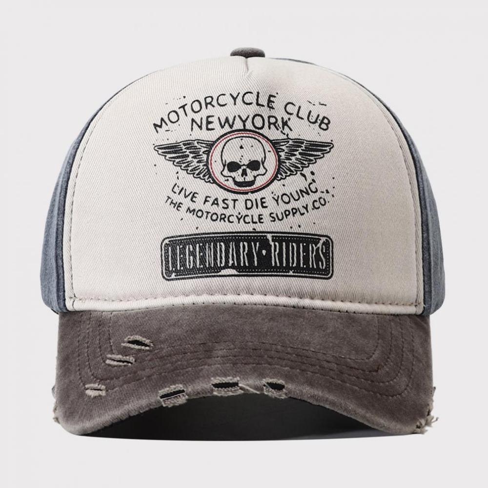 Bones Snapback Hats Washed Cotton Sun Visors Fashion Punk Motorcycle Cap for Men Women