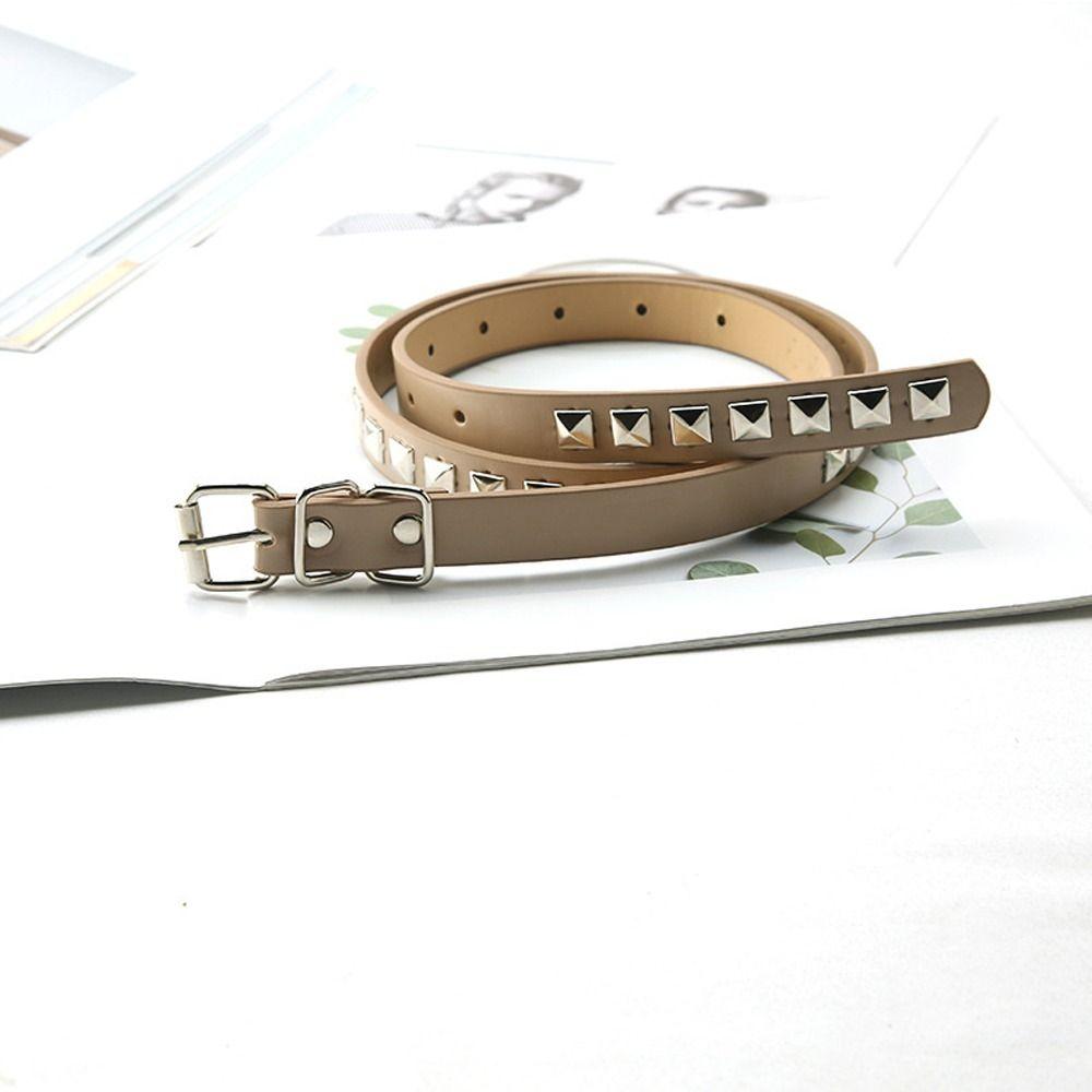 Trendy Metal Buckle Belt Accessories Dresses Decoration Thin Women Waistband PU Leather Waist Strap Rivet Waist Belts