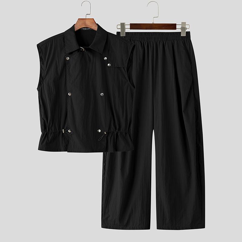 INCERUN Мужские повседневные комплекты из двух предметов: безрукавка и длинные брюки-карго