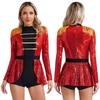 Womens Skirted Leotard Bodysuit Long Sleeve Circus Ringmaster Dress Theme Party Costume