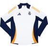 adidas Тренировочная кофта Real Madrid 24/25 с молнией до середины груди Белый/Командный темно-синий/Оранжевый Crew Мужской IT5119
