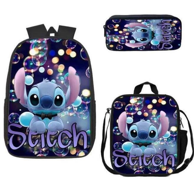 New animation cartoon stitc three-piece schoolbag, primary and secondary school backpack, backpack