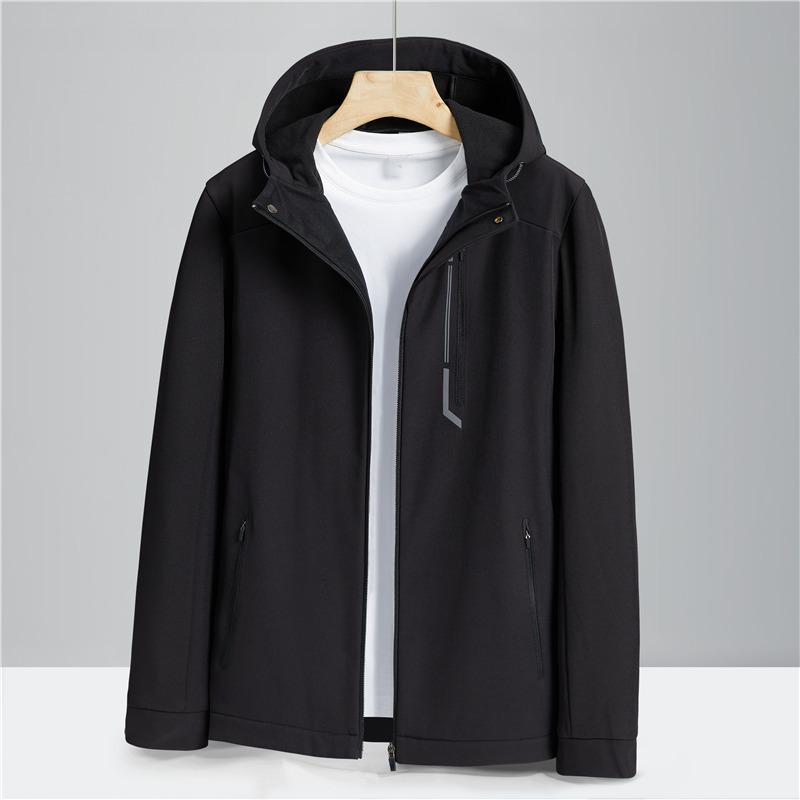 Waterproof and Windproof Soft Shell Hooded Men's Spring and Autumn Thin Single-layer Outdoor Clothing Mountaineering Jacket Trendy Jacket To Keep Warm