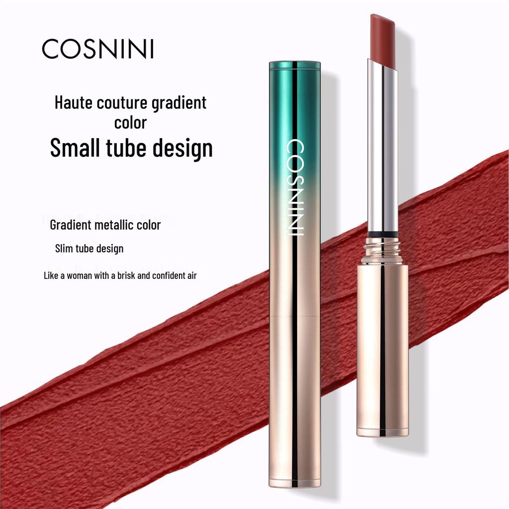 COSNINI Стойкая водостойкая помада-блеск для губ цвета «Корица и молочный чай» - Нелипкий, устойчивый к выцветанию блеск в тонком тюбике.