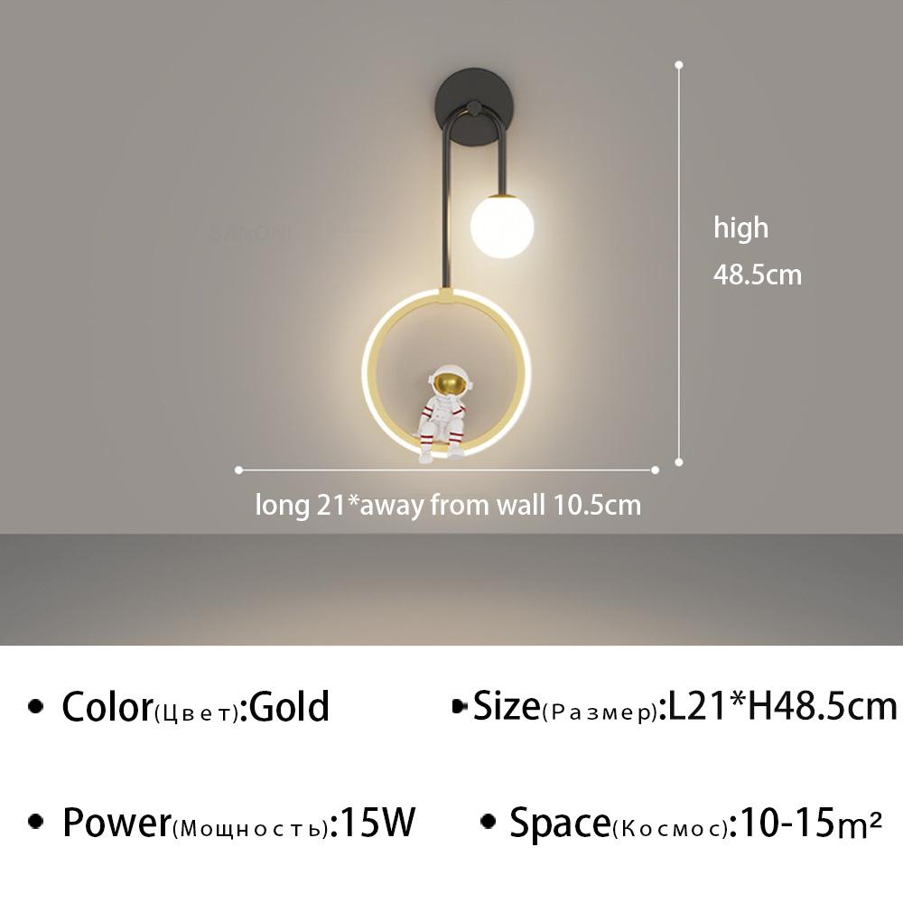 Creative Children Room LED Wall Lamp for Bedroom Bedside Study Aisle Living Modern Astronaut Wall Sconce Luster Lighting Fixture