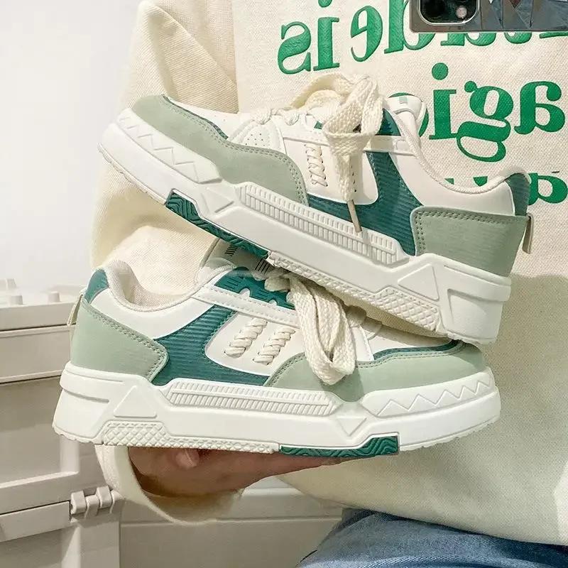 Модная женская обувь 2024 года, осень и зима, новые оригинальные белые туфли на толстой подошве, повседневная модная обувь для женщин в американском стиле