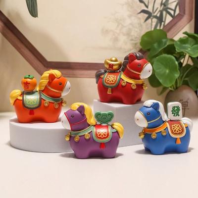 Смола Вращающаяся Фигурка Пони Яркий Дизайн Уникальные Фигурки Лошади по Знаку Зодиака Изысканное Украшение в Форме Мультяшной Лошади Китайский Новый Год