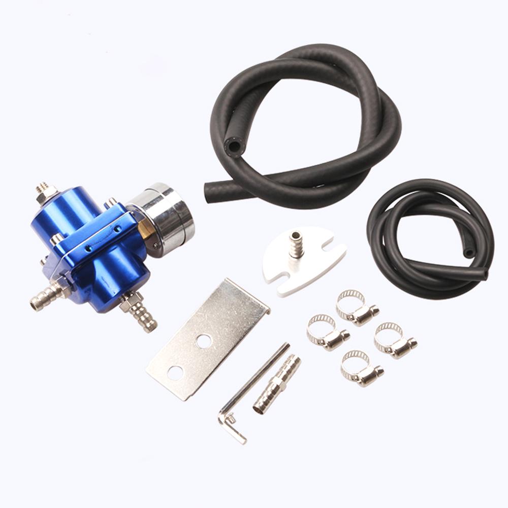 Black Blue Red Silver 0-140PSI Universal Car Fuel Pressure Regulator with Gauge Adjustable Oil Pressure Regulator