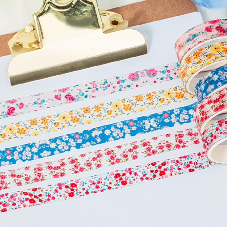 5Rolls Flower Decorative Tape Aesthetic Tape 10mmX2M Each Adhesive Tape for Art Craft Scrapbooking Photo Frame Journal