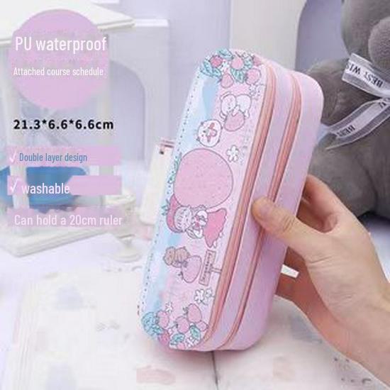 Двухслойный пенал в японском стиле для школьных принадлежностей — большая вместимость, симпатичный дизайн из холста для девочек начальной школы