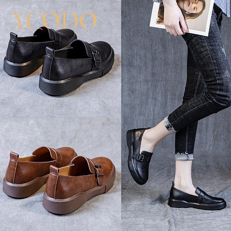 Женщины и девушки-студенты, лето, весна, осень, повседневные лоферы из натуральной кожи без шнуровки