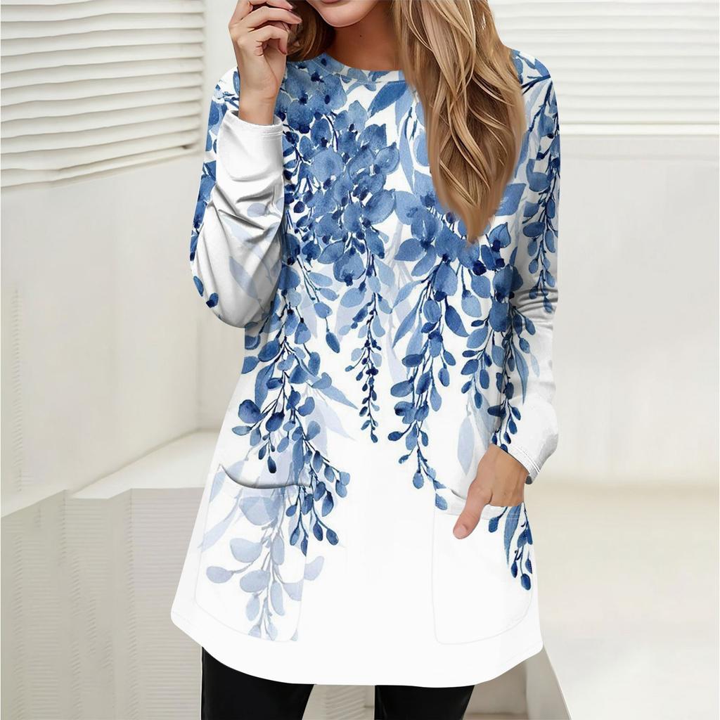 Женская толстовка, пуловер, спортивная одежда, карман, принт, повседневный топ с круглым вырезом и длинными рукавами