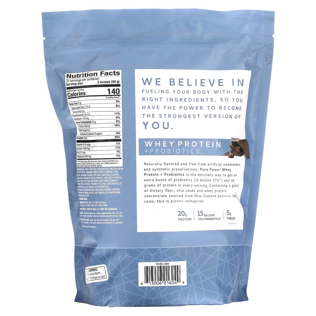 Dr. Mercola Pure Power, Whey Protein + Probiotic, 1 Lb 15 Oz (880 G)