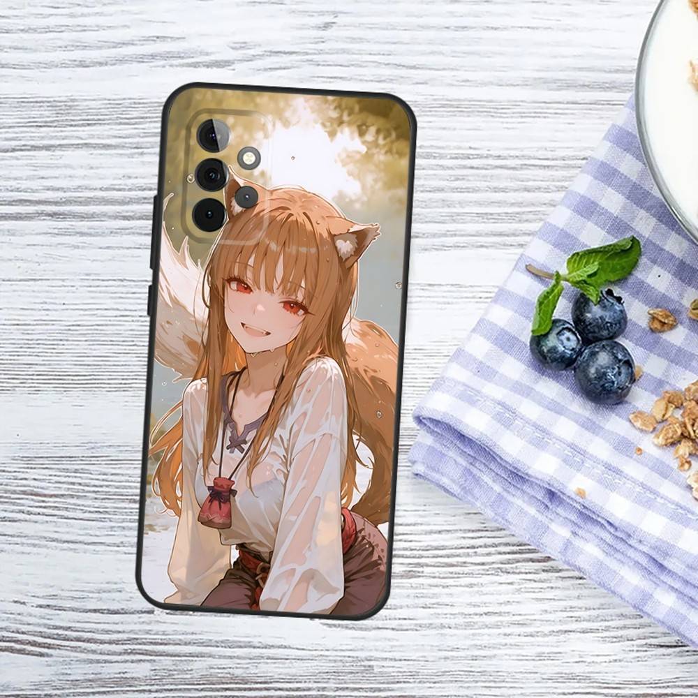 Anime S-Spice and Wolf Phone Case For Samsung Galaxy A73,31,32,72,41,53,52,71,22,5G,Note,J7,8,9 Soft Black Cover