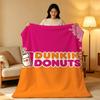 Плед D-Dunkin' D-Donuts, высокоплотный, короткий плюш, мягкий, приятный для кожи, для дивана, для сна, для комнаты с кондиционером