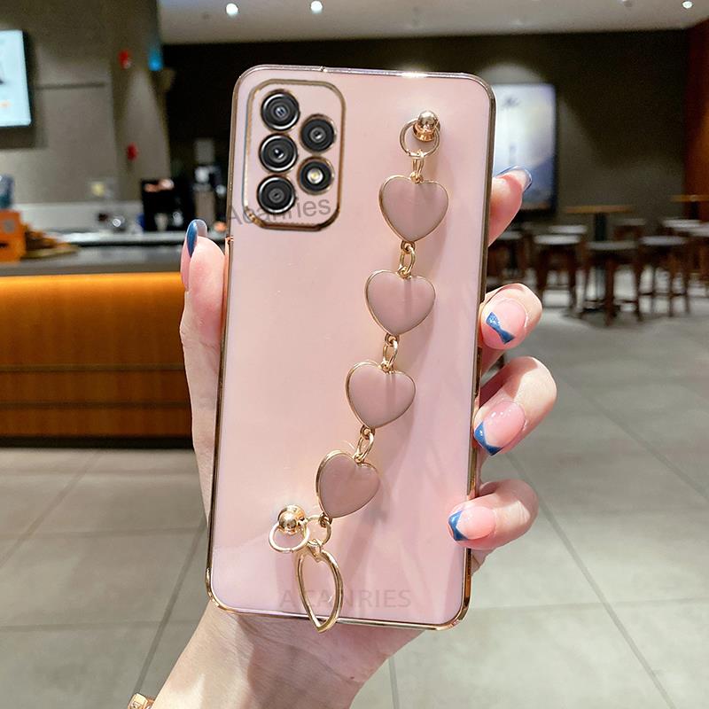 A 53 33 23 73 52 32 Роскошный чехол-цепочка с сердечком и покрытием для Samsung Galaxy A53 A33 A13 A23 A73 A52 S 4G 5G Band Cover