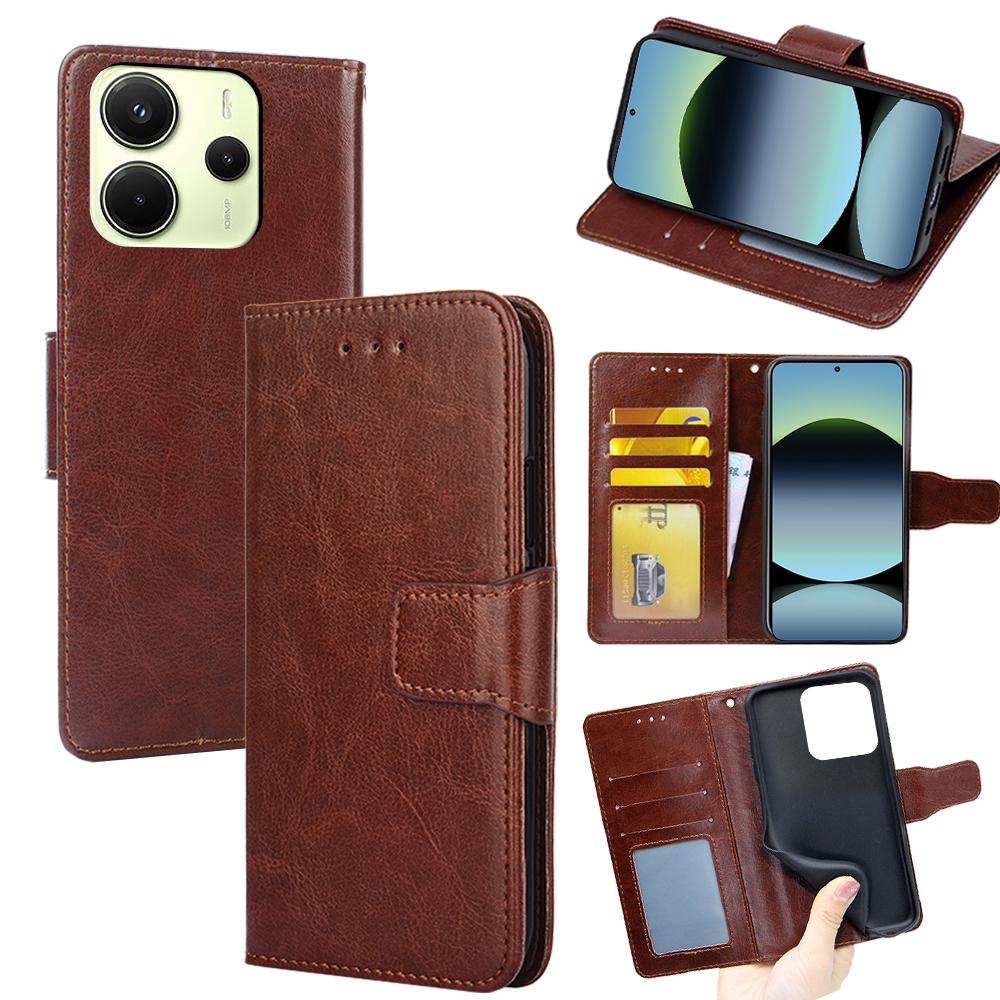 Для Xiaomi Redmi Note 14 4G (163,25 мм) Чехол-кошелек из ПУ кожи+ТПУ, складная подставка, чехол для телефона