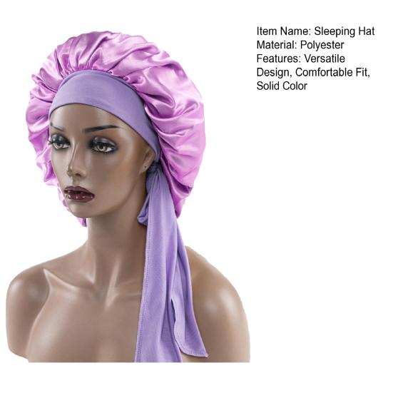 Спящая шапочка однотонная эластичная лента украшение атласная ткань круглая шляпа тонкая