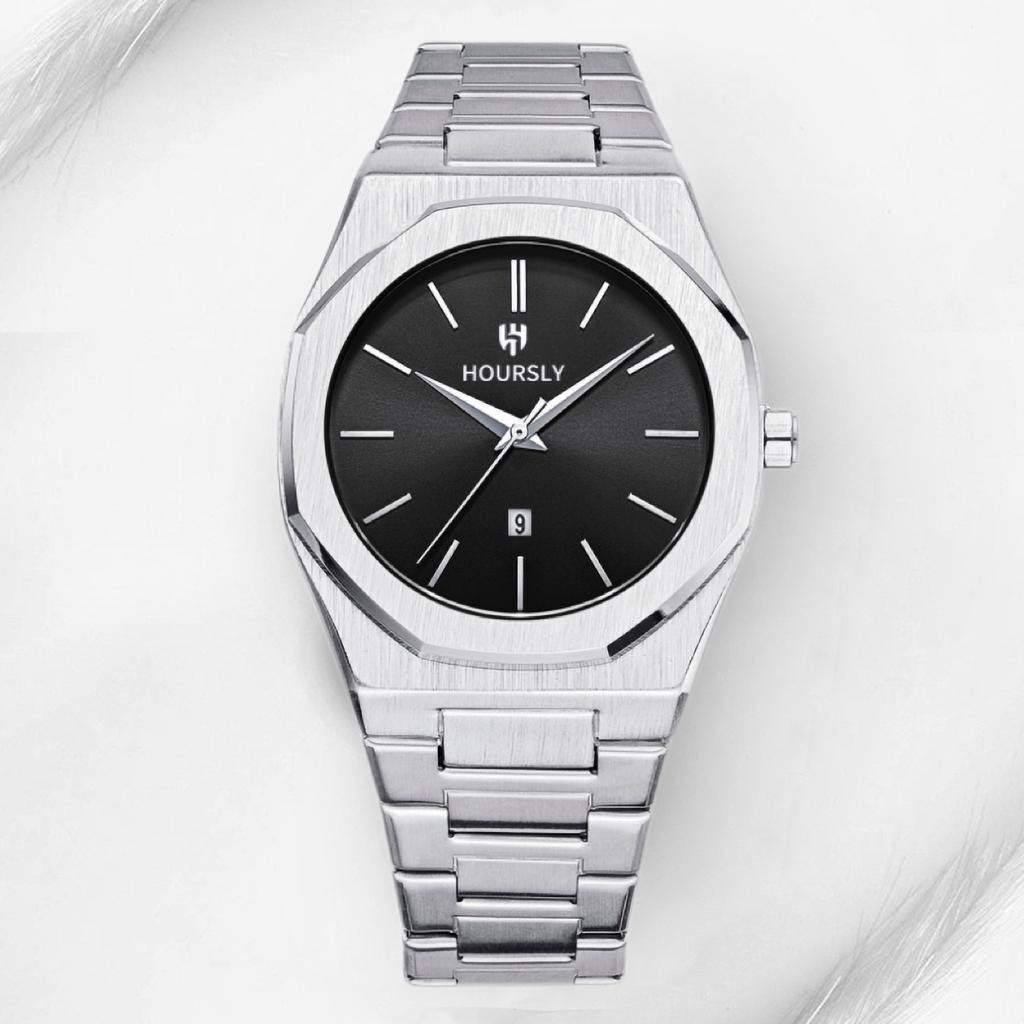 Роскошные персонализированные мужские часы, ремешок из нержавеющей стали, водонепроницаемые, с круглым календарем, кварцевые, простой циферблат, деловая мода