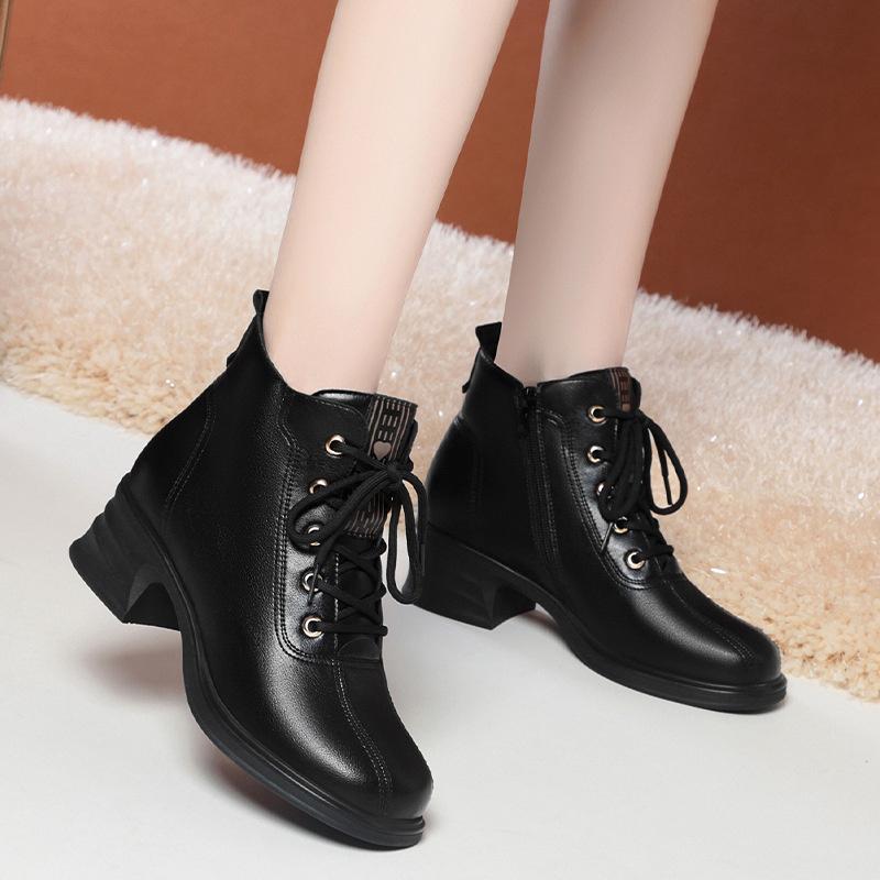 Осень Зима Новая Мода Женские Ботинки Британские Короткие Хлопковые Ботинки Прилив Плоские Теплые Толстый Каблук Плюс Флис Мягкие Кожаные Ботинки