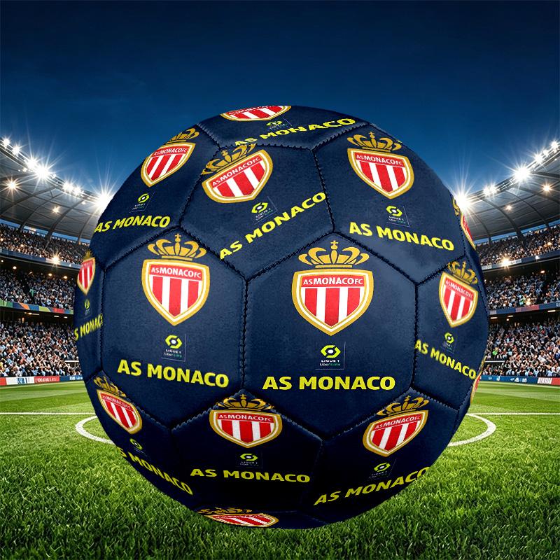 AS Monaco Print Size 5 Soccer Ball, PU Wear Resistant Football for Match Training and Daily Practice, Birthday Gift for Soccer Fans