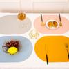 Oval Western Placemat Faux Leather Foldable Space-saving Easy Storage Wear-resistant Protection Pad