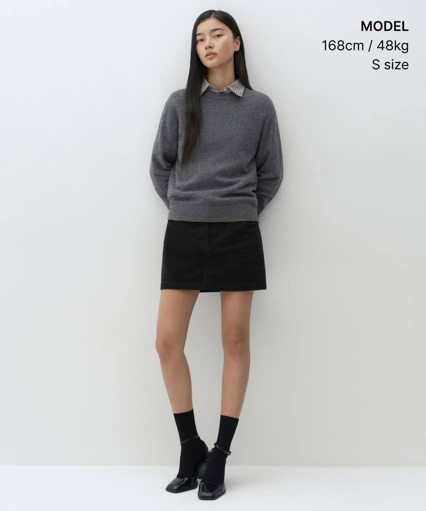 MUSINSA СТАНДАРТ ЖЕНЩИНА [Victoria Wool] Женский свитер с круглым вырезом [Меланжевый серый]