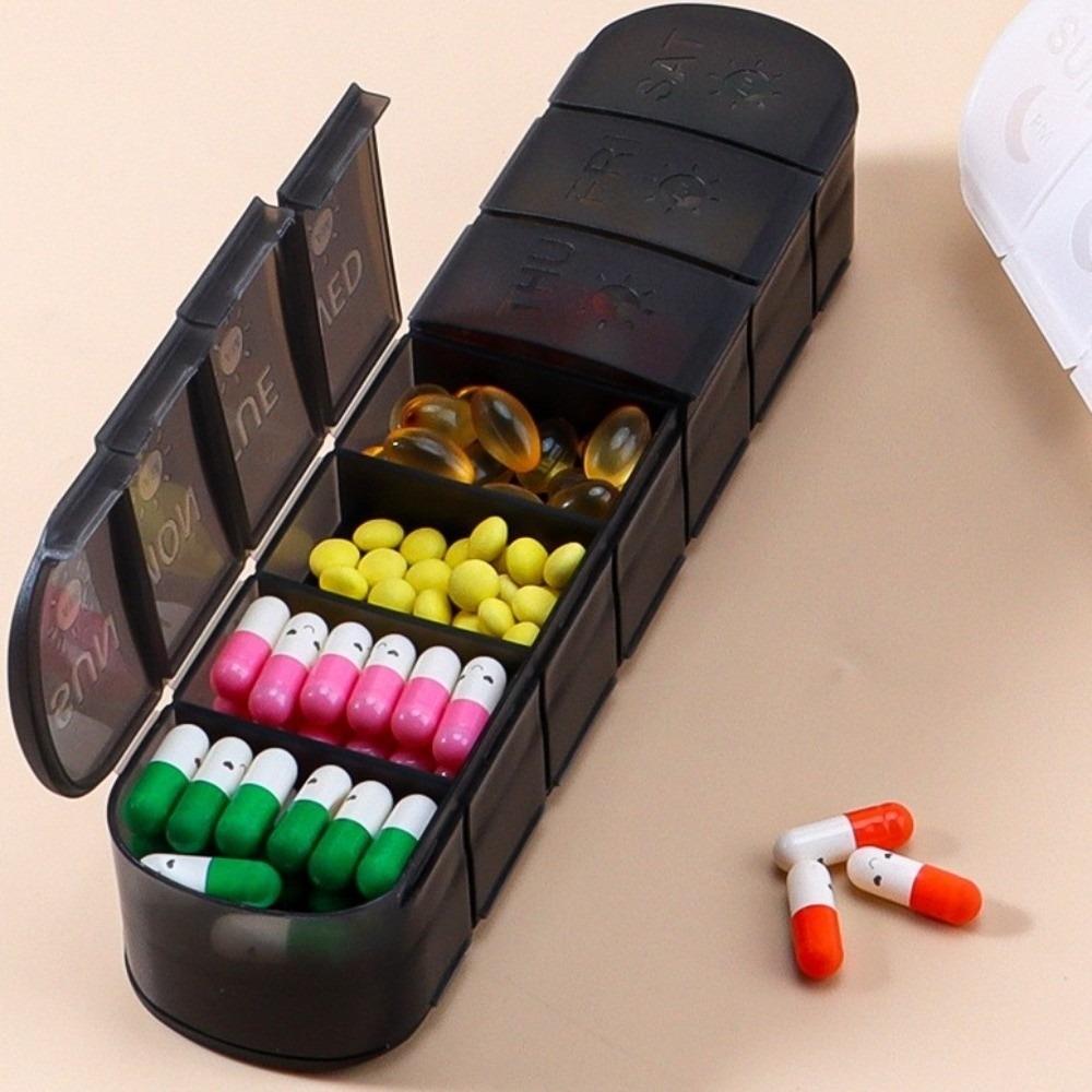 7 Days Vitamin Pill Case Double-Layer Pill Storage Box Weekly Pillbox Tablet Holder Men/Women