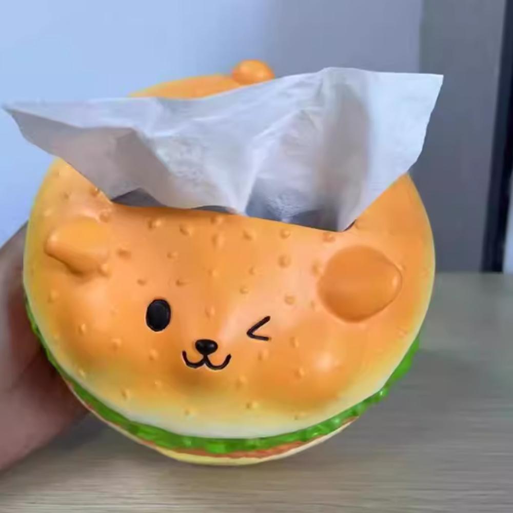 Figure Model Burger Dog Tissue Box Decorative Hamburger Fun Tissue Box  Home Decoration