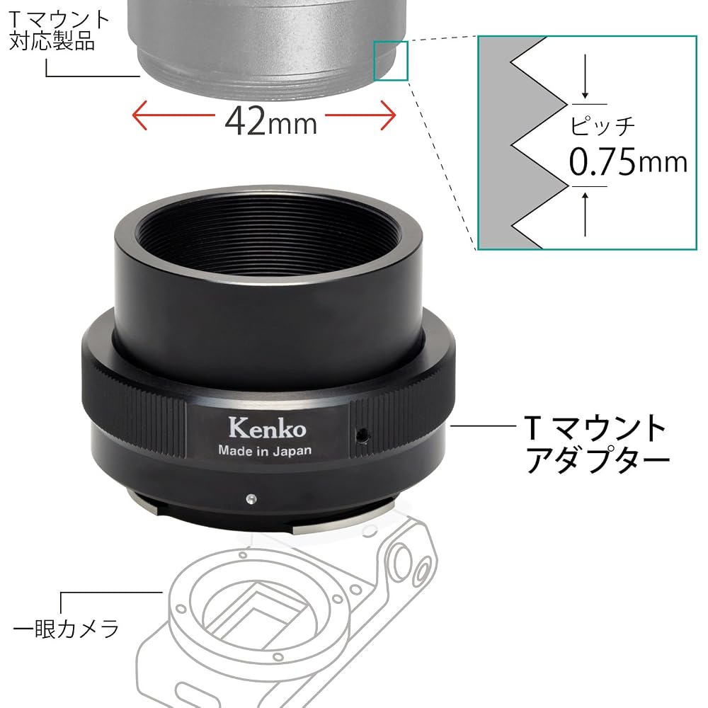 Kenko T-mount lens for Fujifilm X-mount, M42mm, P=0.75, 499771