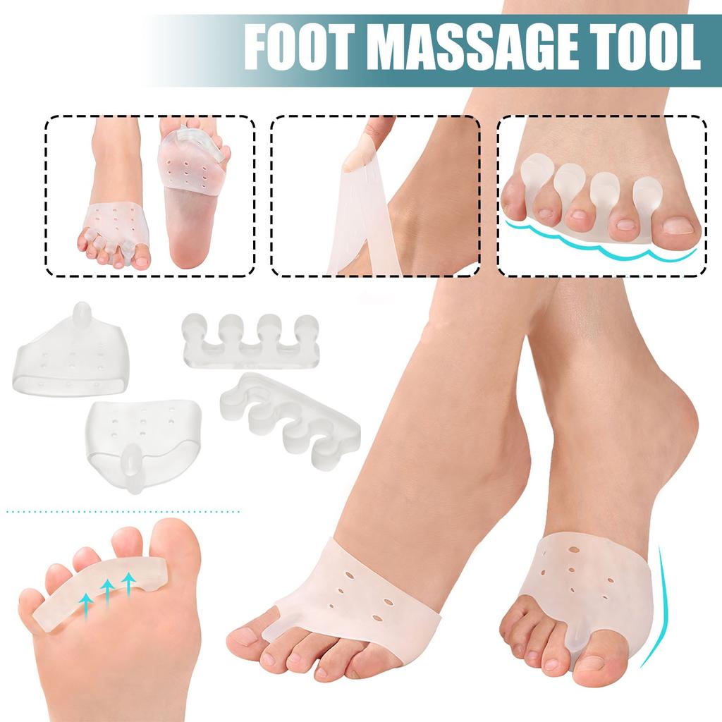Гелевой разделитель пальцев ног и корректор бурсита стопы с плюсневыми подушечками Подушечки для передней части стопы предотвращают появление мозолей Пара